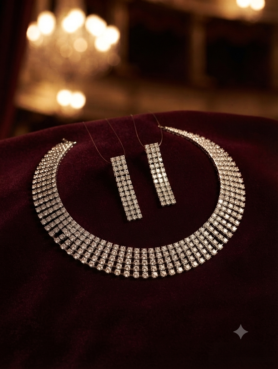 Premium Silver Necklace & Earrings Set