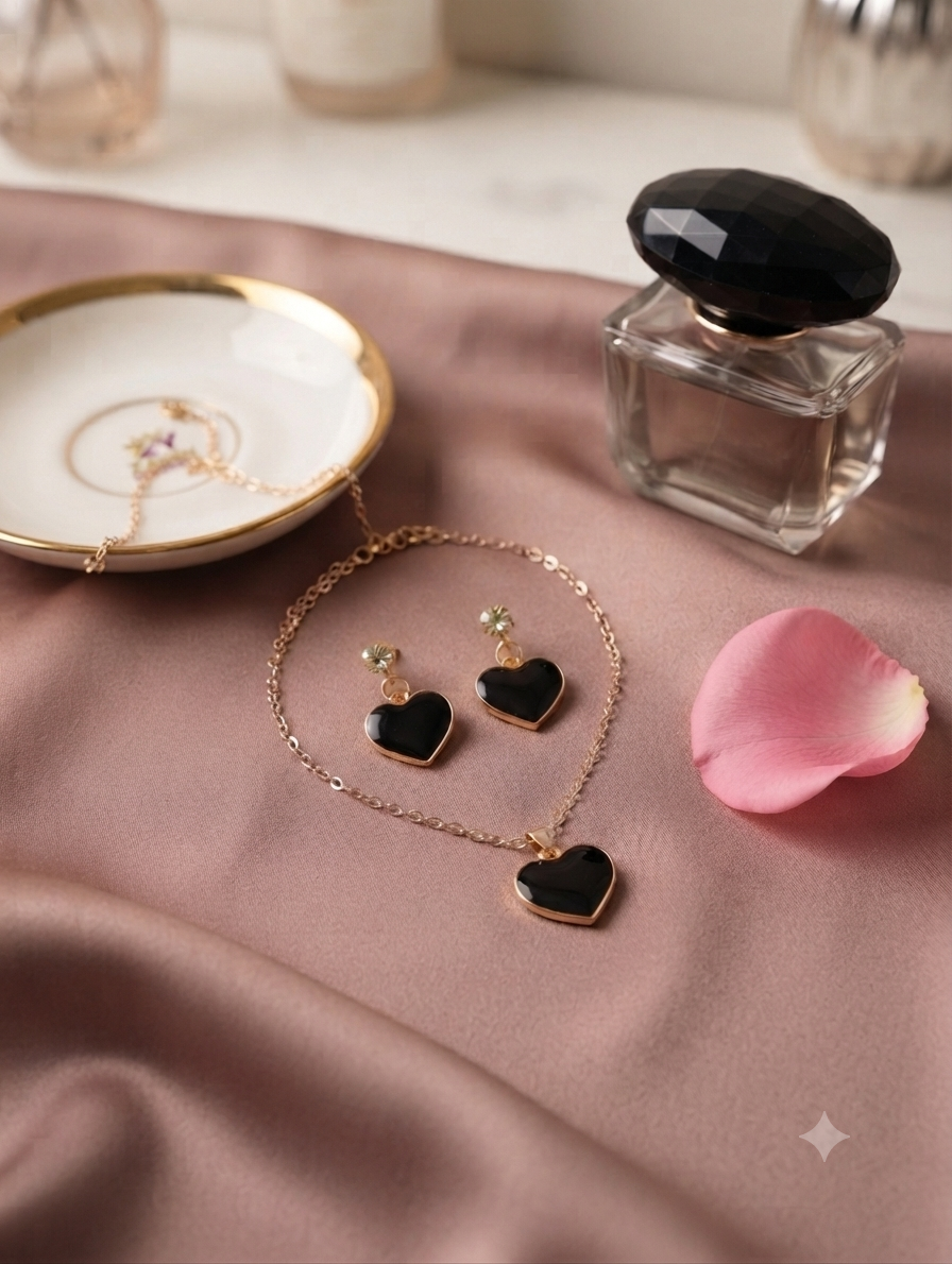 Simple Aesthetic Necklace with Heart Style Earrings