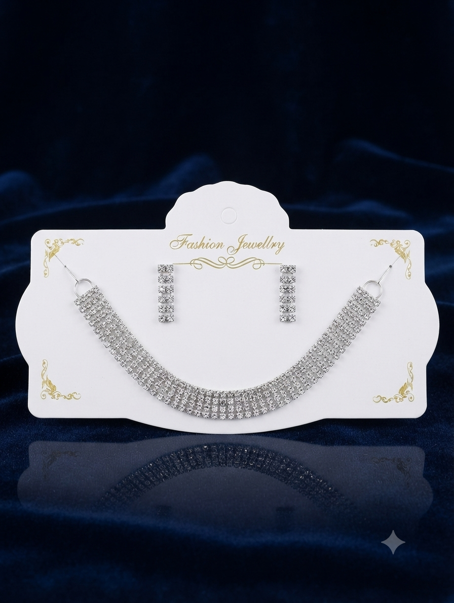 Premium Silver Necklace & Earrings Set
