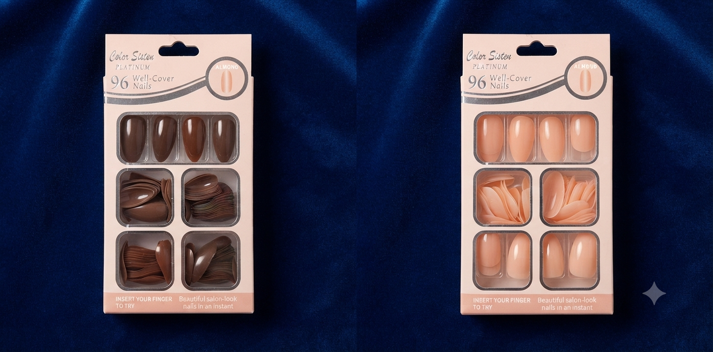 Pack of 96 Press-On Nails for Girls